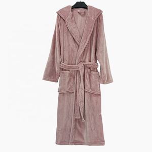 Unisex Soft Customizable Flannel Fleece Bathrobe Long Winter Sleepwear for Men Women Spa Bath <strong>Hooded</strong> <strong>Robe</strong> - Product Image 3