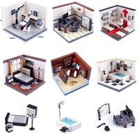 MOC Scène Urbaine Moderne Briques Petites Particules ABS Plastique Jouet de Construction Blocs de Construction Scène Docteur Église 1:12