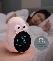 LED Digitaler Runder Wecker Niedliche Kinderuhr Nachttisch-Countdown-Timer Schlummermodus USB-Aufladbar Touch-Steuerung Schlafzimmer & Büro