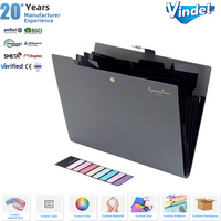 Organisateur de dossiers multi-poches extensibles A4/Letter avec bouton-pression en PP durable pour fournitures de bureau essentielles