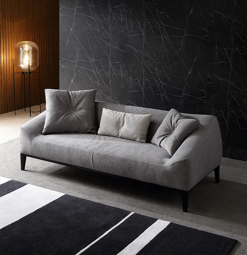 Manufacturer Modern Living Room Furniture Fabric Sofa mit Wooden Foshan High Quality 3 Seater Corner Sofa Set European Style