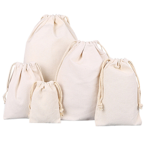 Sac à cordon en toile de lin et coton imprimé, avec logo personnalisé, portable et réutilisable - Product Image 1
