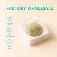 Vierkante transparante PET mini taartdoos witte ronde insert plastic verpakking dessert afhaalverpakking aangepaste sticker label beschikbaar