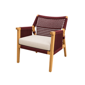 La silla Alula combina madera de teca resistente con cuerda elegante, ofreciendo durabilidad, comodidad y una estética natural y artística. - Product Image 1