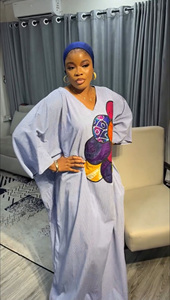 <span class=keywords><strong>Abito</strong></span> <span class=keywords><strong>lungo</strong></span> da donna taglie forti XL, modello Mom's Wear, con scollo <span class=keywords><strong>a</strong></span> V profondo, <span class=keywords><strong>a</strong></span> righe, casual, ricamo <span class=keywords><strong>a</strong></span> <span class=keywords><strong>palloncino</strong></span>, vestibilità ampia, in poliestere - Product Image 6