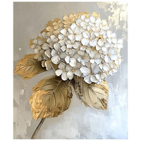 Peintures à l'huile sur toile abstraites dorées et blanches 3D texturées à fleurs, 100 % peintes à la main, personnalisées en usine, pour le salon