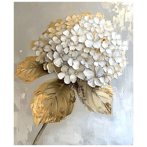 Dipinti a Olio Astratti Personalizzati 100% Dipinti a Mano con Fiori 3D Testurizzati in Oro e Bianco su Tela <span class=keywords><strong>per</strong></span> Soggiorno - Product Image 5