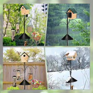 Kit de montage de poteau de maison pour oiseaux sauvages <span class=keywords><strong>Station</strong></span> d'alimentation d'oiseaux extérieure robuste avec déflecteur anti-écureuil - Product Image 6