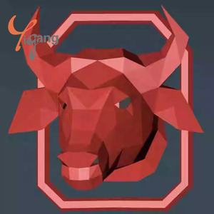 منحوتات رأس حيوان راتنج مصممة خصيصًا من المصنع ، محاكاة ثلاثية الأبعاد لنموذج رأس بقرة ، حرف راتنج منزلية للتعليق على الحائط الفني - Product Image 5