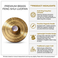 Boussole Feng Shui en laiton massif émaillé, Bagua Luo Pan rotatif gravé CNC, ornement de bureau traditionnel chinois, décoration d'intérieur, cadeau