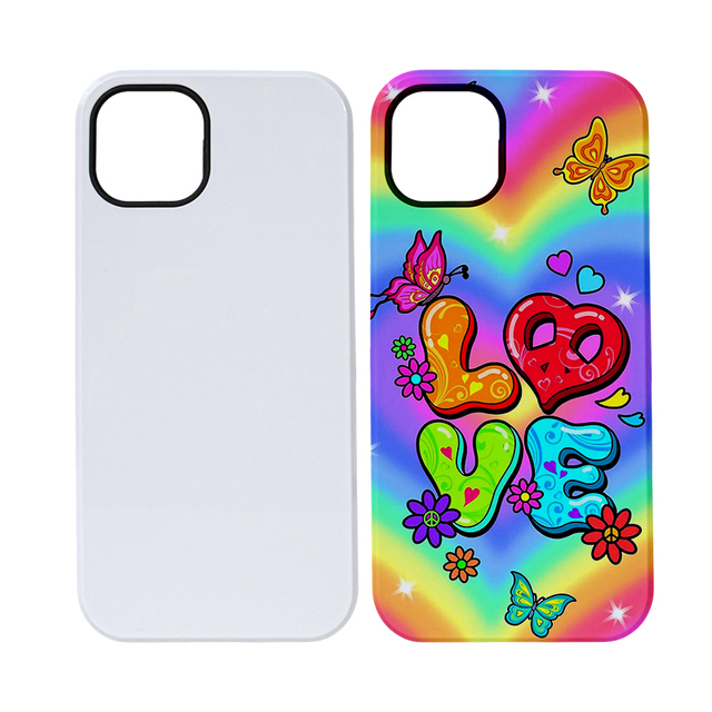 Hot Selling Blanks Sublimation Phone Cover for iPhone Series Custom Printable Premium Tough 2 in 1 3D Sublimation Phone Case