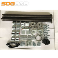 Kit de pièces de quincaillerie pour porte de garage noire avec roulettes, charnières, supports, enrouleurs de câbles et accessoires