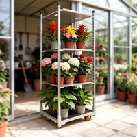 Chariot à fleurs néerlandais avec étagères en PP, chariot de transport de plantes détachable, galvanisé pour serre, pépinière, jardin