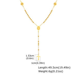 Collares Religiosos de Acero Inoxidable con Cuentas, Collar de Rosario con Cruz de Oro Sólido de 14k y 18k para Mujer - Product Image 6
