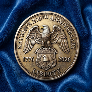 Moneta commemorativa USA 250° Anniversario in ottone anticato con motivo <span class=keywords><strong>aquila</strong></span> in alto rilievo 3D, all'ingrosso, per eventi patriottici - Product Image 1