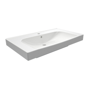 Lavabo de Cerámica para Consola, 81 x 46 cm, Lavabo de Baño para Instalación en Pared - Product Image 1