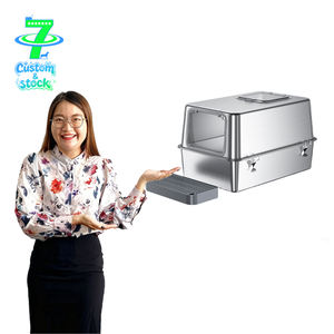 Caja de Arena para Gatos de Acero Inoxidable DSDT, Resistente, Duradera, Fácil de Limpiar, Control de Olores, Anti-Salpicaduras, CLB-032 - Product Image 1