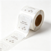 Étiquettes autocollantes transparentes en PET pour pots à café en verre Haoxuan OEM, imprimées à l'encre blanche, résistantes à l'eau, pour contenants transparents