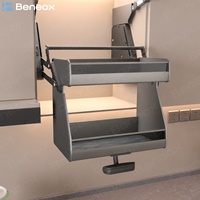 Beneox Panier de rangement mural coulissant en métal pour armoire de cuisine supérieure