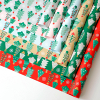 Papier d'emballage floral de Noël de haute qualité, imperméable, imprimé, pour emballages cadeaux, motifs floraux de Noël