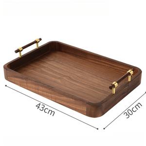 ชุดถาดชาไม้วอลนัทสีดำทรงสี่เหลี่ยมสำหรับใช้ในบ้านถ้วยชาและจานสไตล์คลาสสิก - Product Image 6