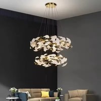 BGST projet personnalisé décoration intérieure hôtel Villa maison boutique Ginkgo feuille céramique suspension lustre de luxe suspension