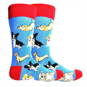 Chaussettes fantaisie en coton peigné à motifs de chiens colorés et mignons (Bichons, Caniches, Teckels, Huskies, Chiens tachetés) au design original - Product Image 4