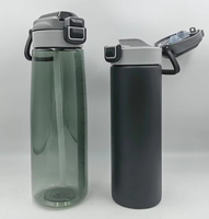 Bouteille d'eau en plastique Tritan, étanche, avec couvercle à clapet, paille remplaçable, pour course à pied et sports de plein air