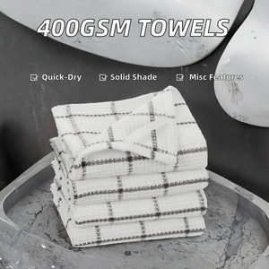 400GSM 16*24 Waffle Weave Quick-Dry <b>Hand</b> <b>Towel</b> Customized Print <b>White</b> Tea <b>Towel</b> Blank Kitchen <b>Towels</b> - Product Image 4