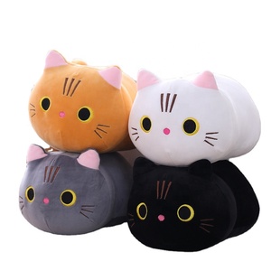 10 pouces dessin animé chat en peluche animal mignon yeux ronds chat noir oreiller en peluche avec corps long et yeux ronds - Product Image 1
