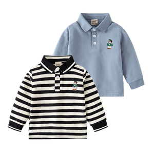 Polos à <span class=keywords><strong>manches</strong></span> <span class=keywords><strong>longues</strong></span> à la mode pour enfants garçons bébé revers hauts pour le printemps automne petits t-shirts en gros de taille moyenne - Product Image 1