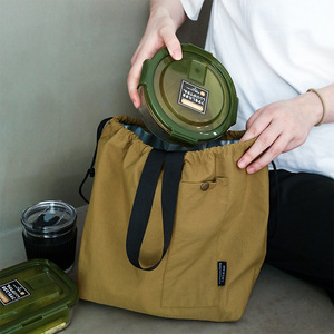 Drawstring Lunch Bag Nylon Waterproof Double Layer Large Size For Students And Daily Use - Product Image 3