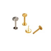 Piercing Circular de Titanio G23/F136 con Forma de Sol para Labio y Cartílago de Oreja