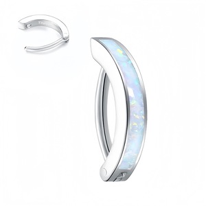 Titanium <b>Opal</b> Navel <b>Ring</b> Channel Setting Geometric Design Steel Gold Color Gift Jewelry - Product Image 1