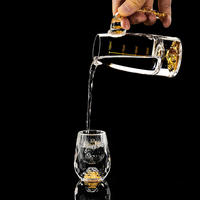 Ensemble de verres à liqueur en feuille d'or, boîte cadeau, prix d'usine, séparateur de vin en cristal, verre à liqueur, verre à spiritueux pour la maison, ensemble de verres à vin haut de gamme