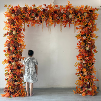 Guirlande artificielle en soie de 2 m, marron automnal et orange, pour arche de mariage, décoration de scène en T, vitrine et arrangement floral