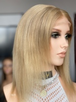 Perruques en cheveux humains naturels Slavic Hair PU Full Lace, aspect réaliste, avec raie, pour remplacement capillaire médical, fournisseur pour cliniques