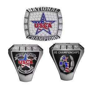 Anillos de campeonato deportivos de metal esmaltados dorados y plateados con logotipo personalizado - Product Image 2