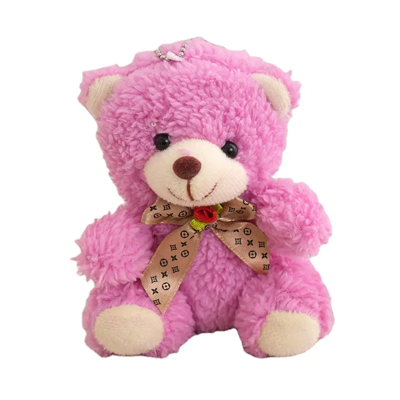Songshan Toys nuevo pequeño mini oso de peluche muñeca regalo para el Día de San Valentín regalo colorido pajarita kwaii push llavero peluche animal de juguete