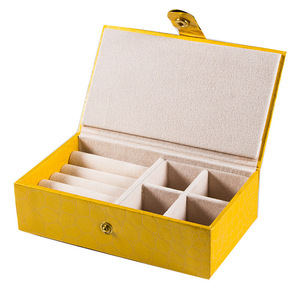 Boîte d'emballage et <span class=keywords><strong>de</strong></span> rangement pour bijoux en cuir jaune <span class=keywords><strong>de</strong></span> Guangzhou, pour bracelets et colliers, avec logo personnalisé, directement <span class=keywords><strong>de</strong></span> l'usine - Product Image 5