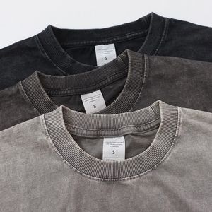 T-shirt à manches longues en coton épais lavé vintage uni pour hommes - Product Image 3