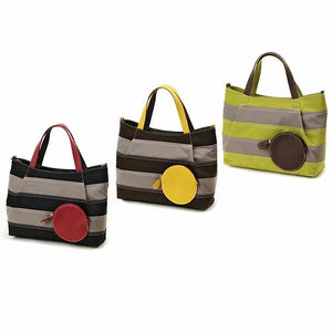 Bolso de lona de gran capacidad para mujer, clásico, a rayas, informal, para compras, bolso de hombro tipo mensajero - Product Image 1