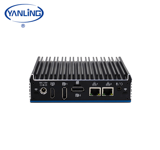 DIN Rail Fanless Industrial Mini PC in Tel Celeron J4125 4K Triple Display 2xHD-MI DP 3xM.2 WiFi 4G 2xGbE LAN Automation Medical
