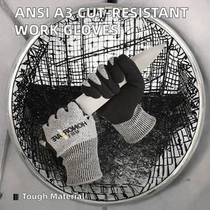 Guantes de Trabajo Resistentes a Cortes de Nivel 5, Ajuste Superior, ANSI A3, Palmas Recubiertas de PU, Flexibles, Antideslizantes, Puño de Seguridad, Grosor de 7/8 oz - Product Image 2