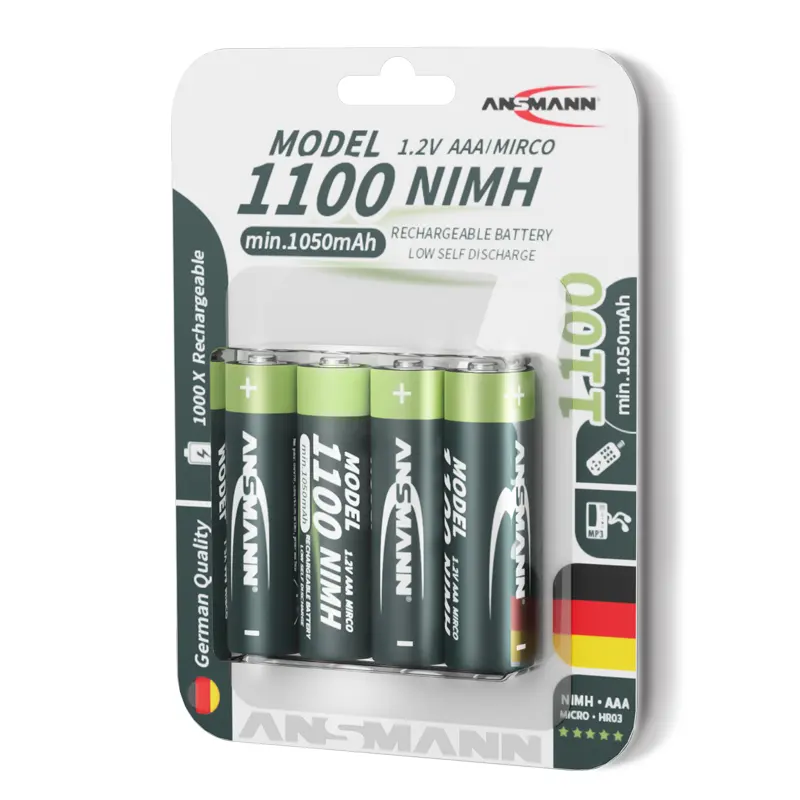 4 Pieces In A Card 1100mAh Small Rechargeable Nimh Low Self-discharge 1.2v Rechargeable aaa battery