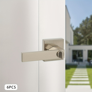 Lot de 6 poignées de <span class=keywords><strong>porte</strong></span> intérieures en alliage de zinc robustes avec fonction de <span class=keywords><strong>d</strong></span>éverrouillage <span class=keywords><strong>d</strong></span>'urgence pour chambre et salle de bain, norme américaine - Product Image 5