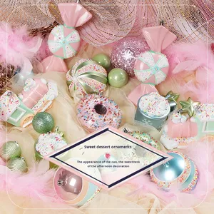 <b>Macaron</b> Christmas Large Size Colorful Multi-size 100 Hanging Ornaments 70 Festival Electroplated Painted Plastic Christmas Tree - Product Image 3