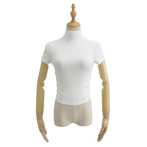 Blusas informales <span class=keywords><strong>de</strong></span> Fitness con hombros descubiertos, Túnica holgada <span class=keywords><strong>de</strong></span> <span class=keywords><strong>manga</strong></span> <span class=keywords><strong>larga</strong></span>, Túnica <span class=keywords><strong>de</strong></span> algodón, <span class=keywords><strong>cuello</strong></span> <span class=keywords><strong>de</strong></span> <span class=keywords><strong>tortuga</strong></span>, camisetas sin mangas cortas <span class=keywords><strong>de</strong></span> moda para mujer - Product Image 6