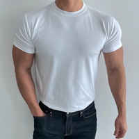 T-shirt à manches courtes en coton et élasthanne pour homme Penpace Garment Sports Fitness, respirant, séchage rapide, entraînement, col haut élastique