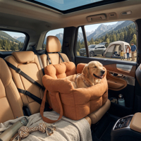 Lit de voiture orthopédique de luxe pour chien avec système d'installation sécurisé, rembourrage doux et protection du siège du véhicule